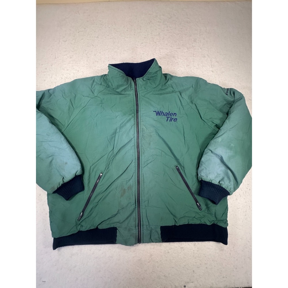 Vintage Turfer Bomber Jacket Mens XL Green Fleece Full Zip Whalen Tire Firestone